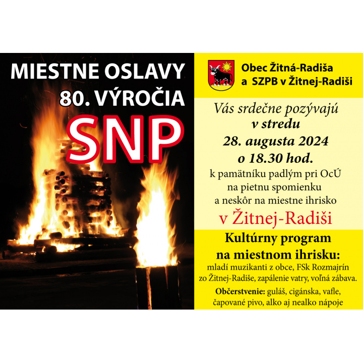 Menšia fotka pre článok Miestne oslavy 80. výročia SNP v Žitnej-Radiši 2024