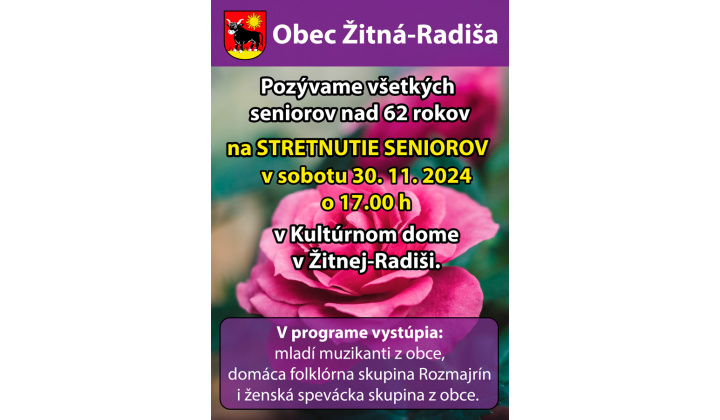 Fotka pre článok Stretnutie seniorov v Žitnej-Radiši